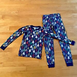 Hanna Andersson Size 14 Unisex Navy HolidayTree Pajama Set